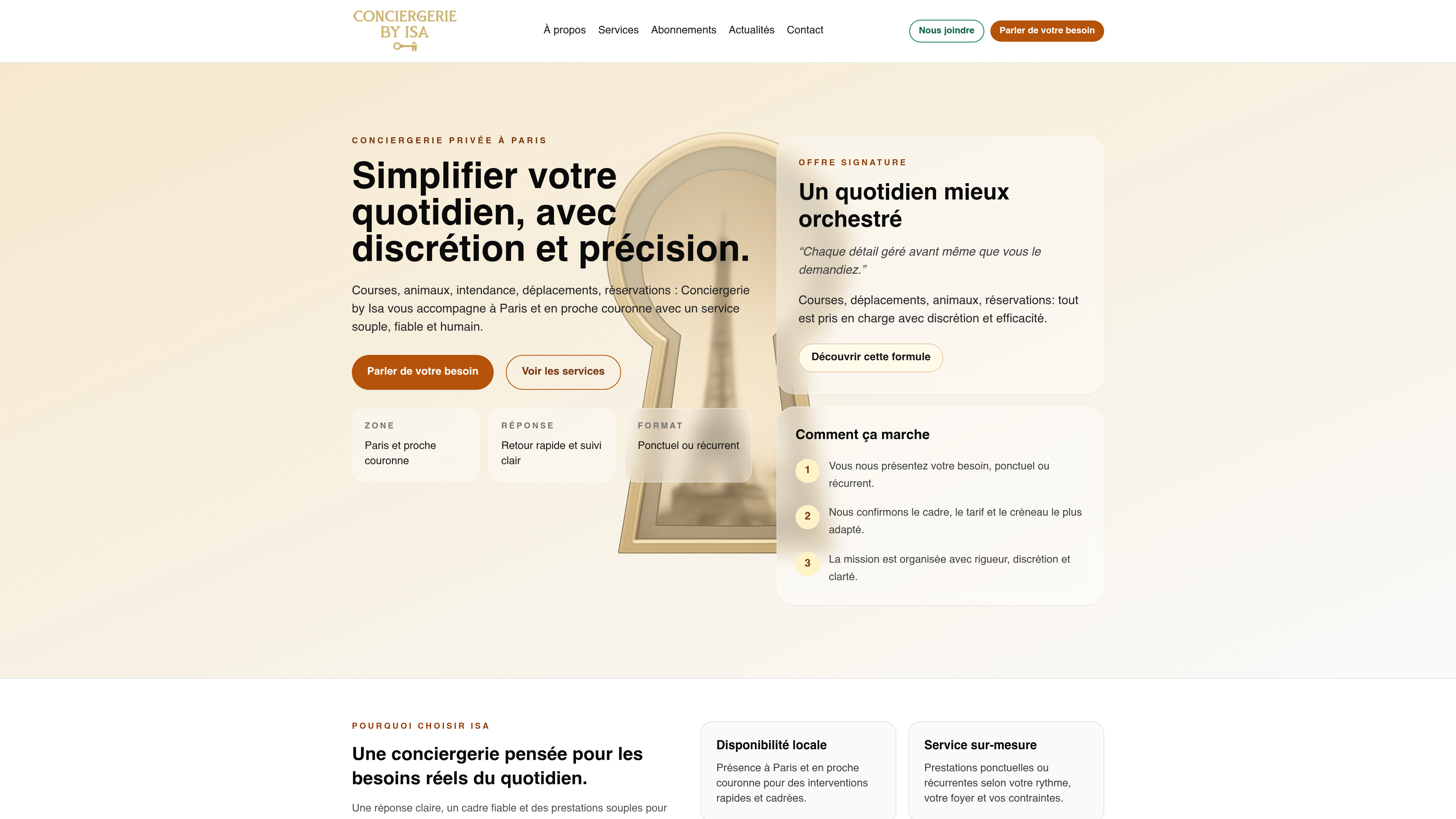 Refonte headless de site pour un service de conciergerie desktop screenshot