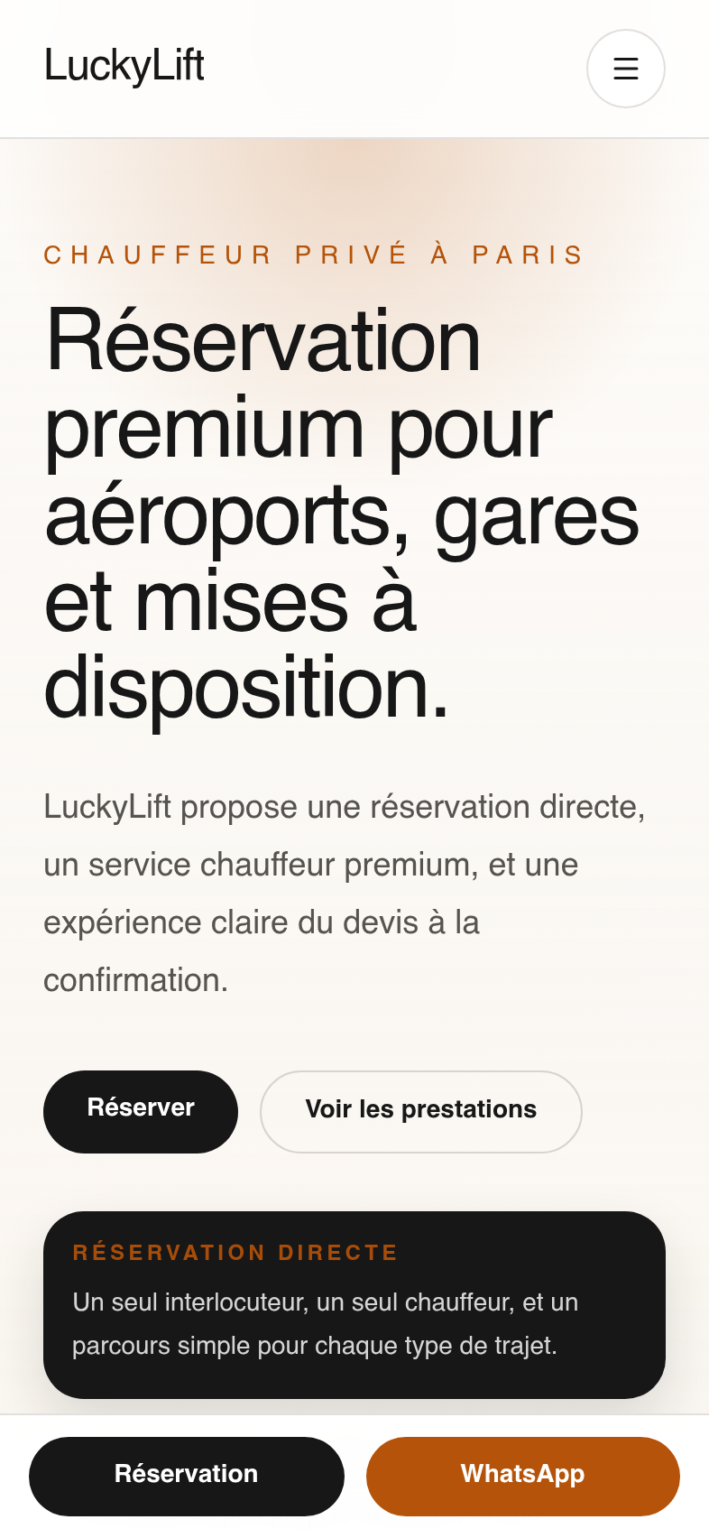 Plateforme de réservation pour un service de chauffeur privé secondary screenshot