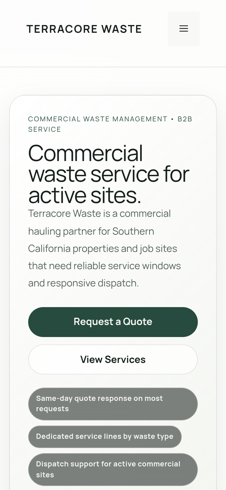 Website redesign for a waste management company secondary screenshot